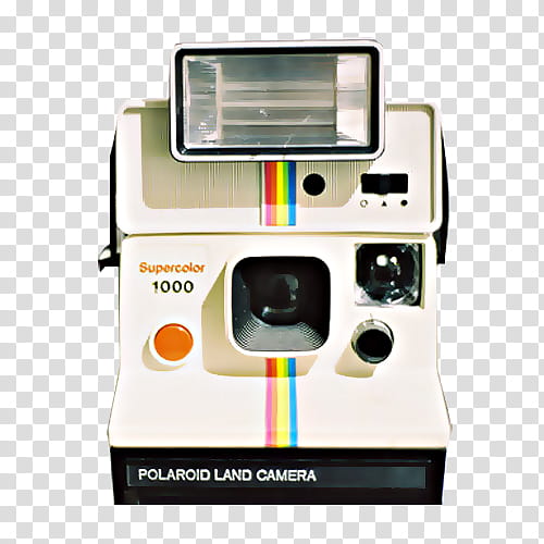 Vintage s, white Polaroid land camera supercolor  transparent background PNG clipart