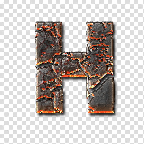 Lava Alphabetical , orange and gray cracked letter H transparent background PNG clipart