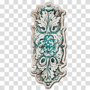 scrapbooking vintage mini kit, white and teal floral decoration transparent background PNG clipart thumbnail