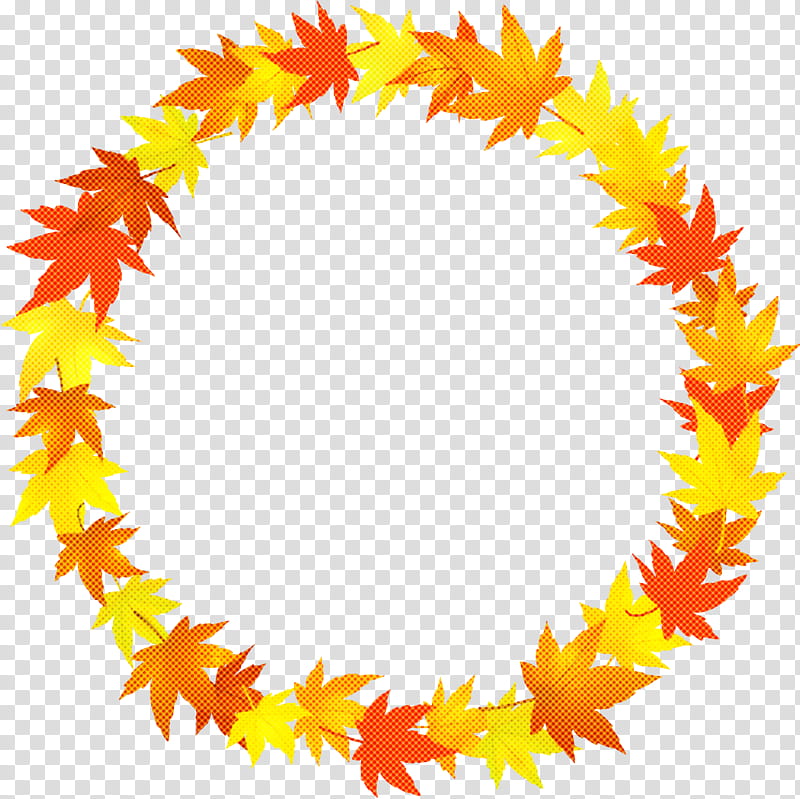 autumn leaf wreath leaves wreath thanksgiving, Yellow, Orange, Lei, Circle transparent background PNG clipart