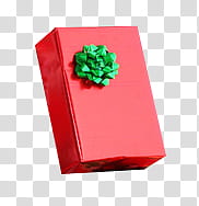 CHRISTMAS, red box with green ribbon transparent background PNG clipart