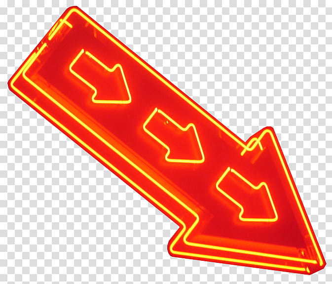 red and yellow right arrow LED sign transparent background PNG clipart