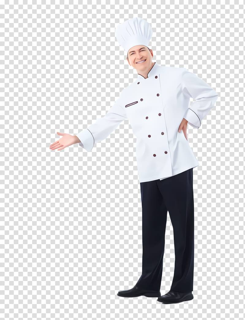chef's uniform cook clothing uniform chef, Chefs Uniform, Standing, Sleeve, Workwear, Chief Cook transparent background PNG clipart