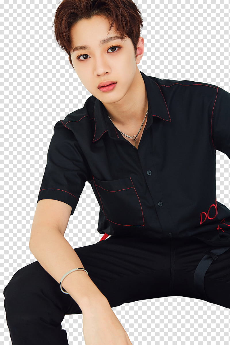 Wanna One SKY VER P, man wearing black button-up collared top transparent background PNG clipart