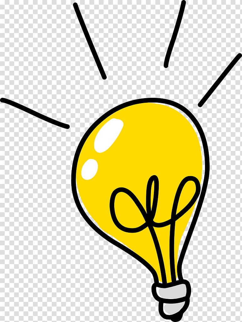 Light Bulb, Light, Incandescent Light Bulb, Drawing, Doodle, Idea, Yellow, Line transparent background PNG clipart