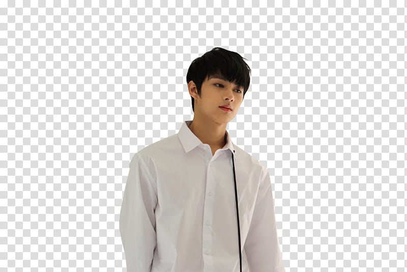 SEVENTEEN ALONE AL , man wearing white button-up long-sleeved shirt transparent background PNG clipart