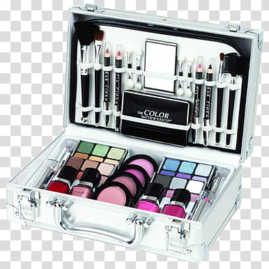 Beauty s, women's cosmetics inside gray briefcase transparent background PNG clipart