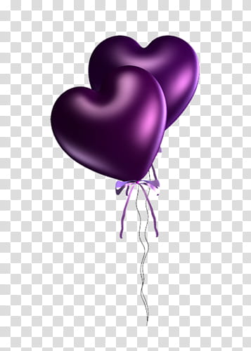 two purple heart balloons transparent background PNG clipart