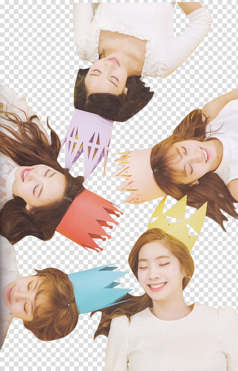 TWICE , Twice group wearing paper crown transparent background PNG clipart