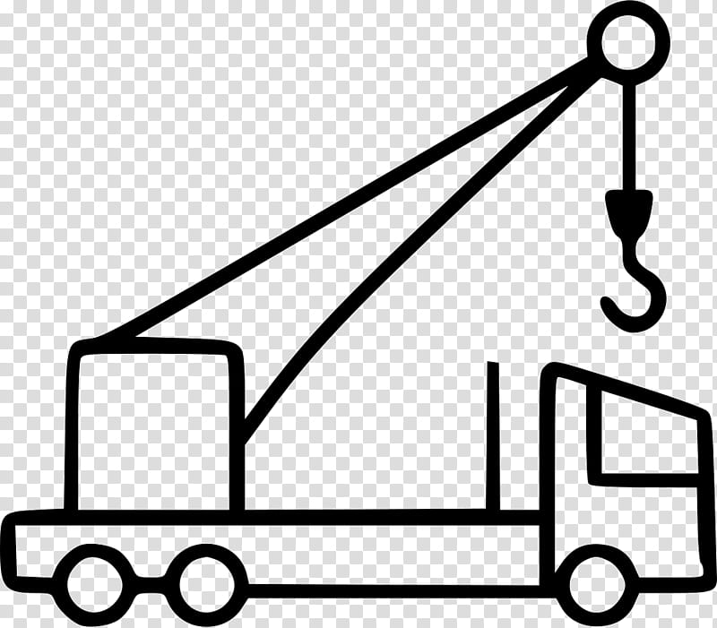 Crane Black And White, Mobile Crane, Heavy Machinery, Lifting Hook, Construction, Hoist, Loader, Lifting Equipment transparent background PNG clipart