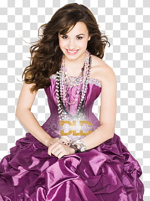 DD Lovato DEMI, woman wearing purple prom dress transparent background PNG clipart