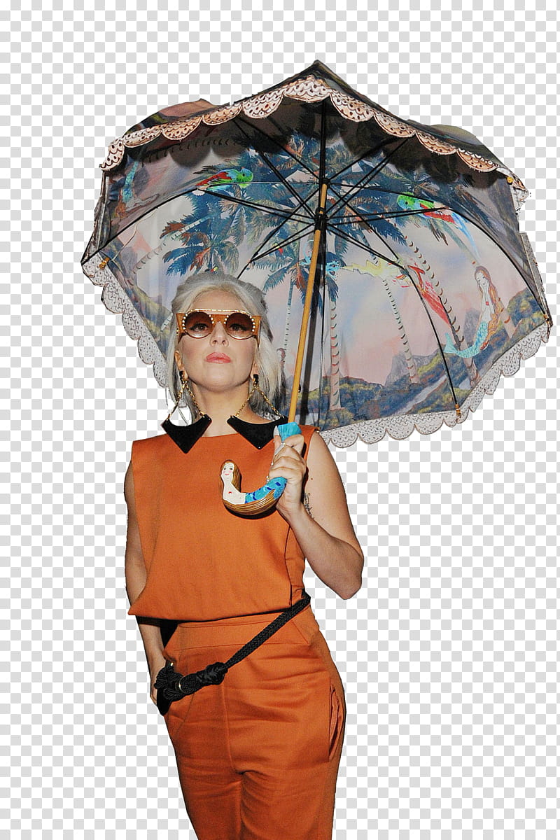 Lady Gaga , woman holding blue and gray umbrella transparent background PNG clipart