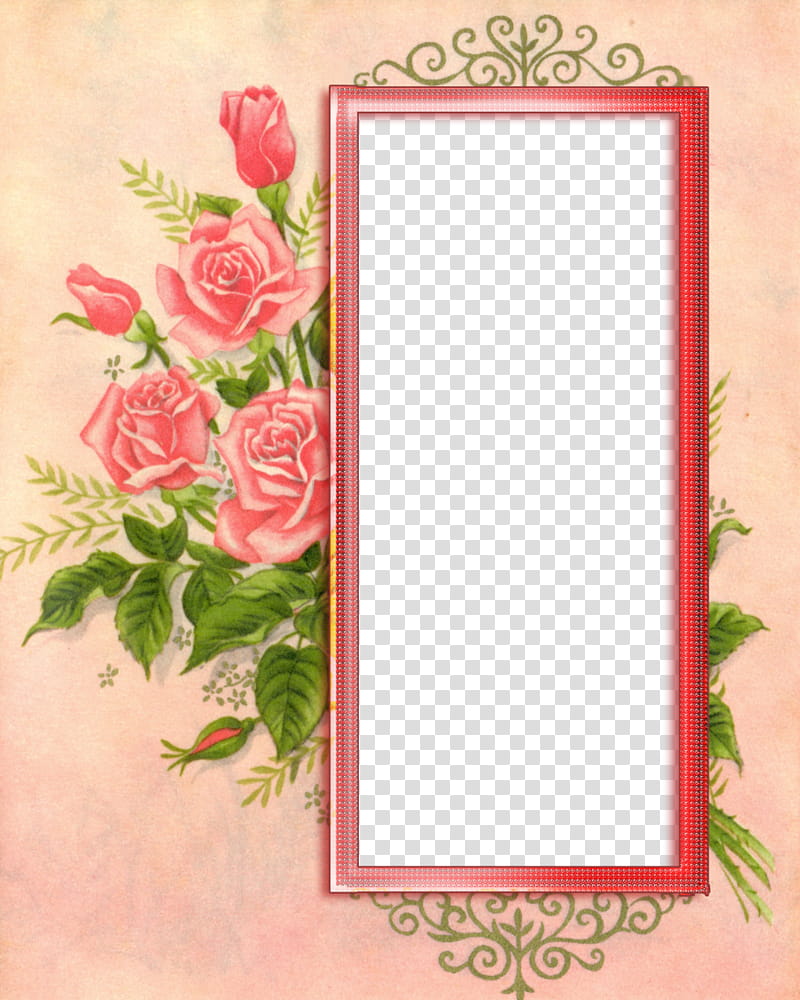 Rose card element, red floral mirror frmae transparent background PNG clipart