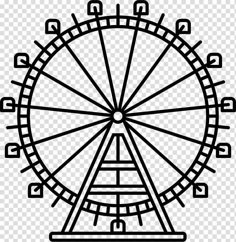 Park, Viennese Giant Ferris Wheel, Amusement Park, Cartoon, Prater, Vienna, Austria, Line Art transparent background PNG clipart