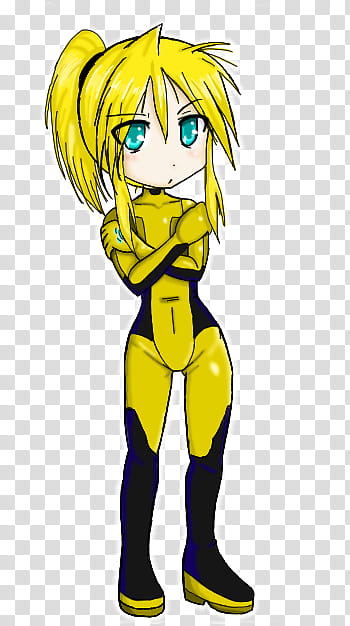 Chibi Samus , yellow haired female character illustration transparent background PNG clipart