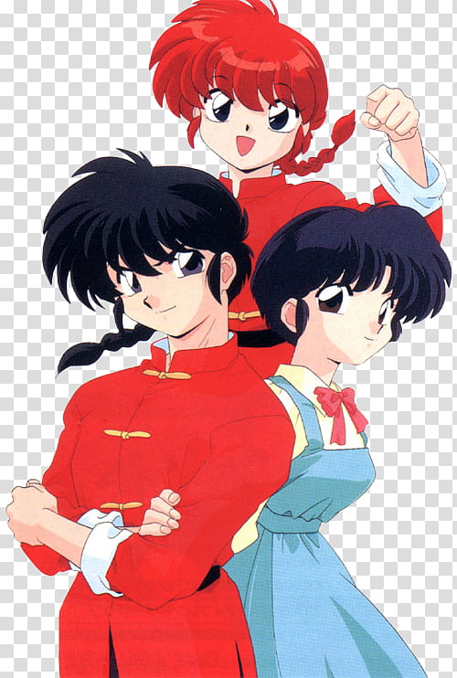 Ranma Saotome and Akane Tendo, three anime characters transparent background PNG clipart