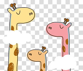 lovely IV, three brown and pink giraffes art transparent background PNG clipart