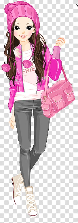 DeDecoraciones s, female cartoon character carrying a pink bag illustration transparent background PNG clipart