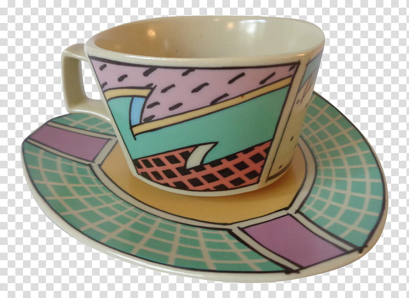 Coffee Cup Cup, Teacup, Saucer, Mug M, Ceramic, Coasters, Pop Art, Memphis Group transparent background PNG clipart