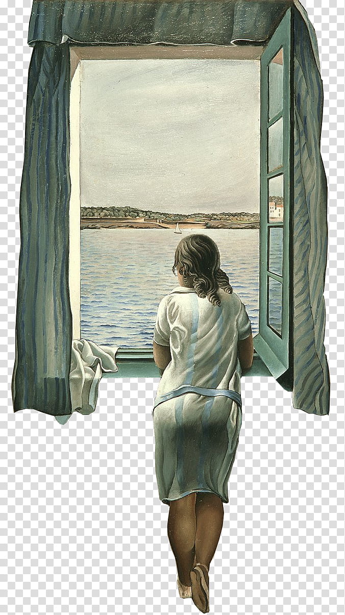 Salvador Dali Paintings, woman leaning on window transparent background PNG clipart