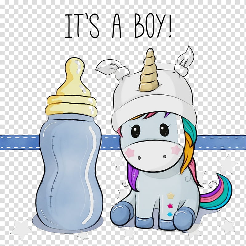 Baby bottle, Cartoon Unicorn, Cute Unicorn, Baby Unicorn, Watercolor, Paint, Wet Ink, Water Bottle, Baby Products, Drinkware transparent background PNG clipart