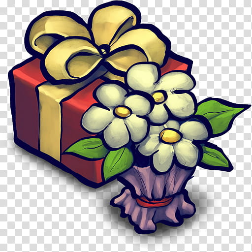 SuperBuuf s, Present Box and Flowers icon transparent background PNG clipart