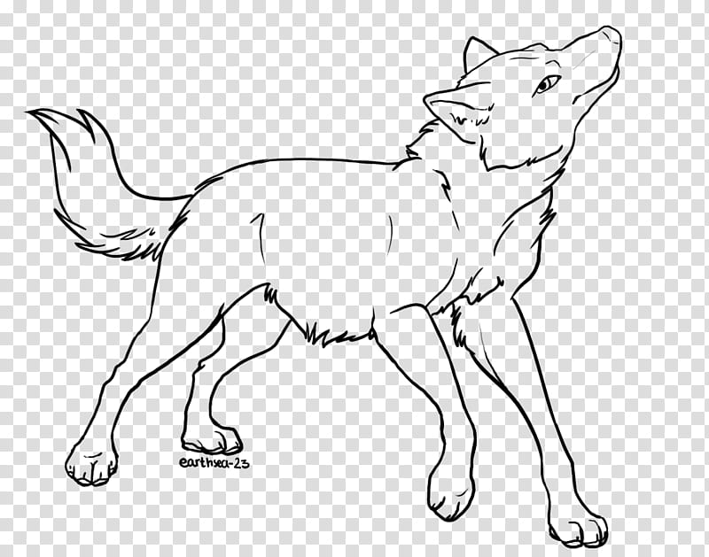 Wolf Lineart V, black dog sketch transparent background PNG clipart