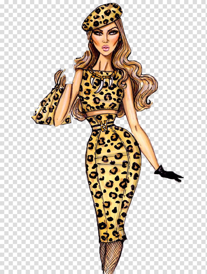 Dolls x Hayden Williams, woman wearing leopard print dress illustration transparent background PNG clipart