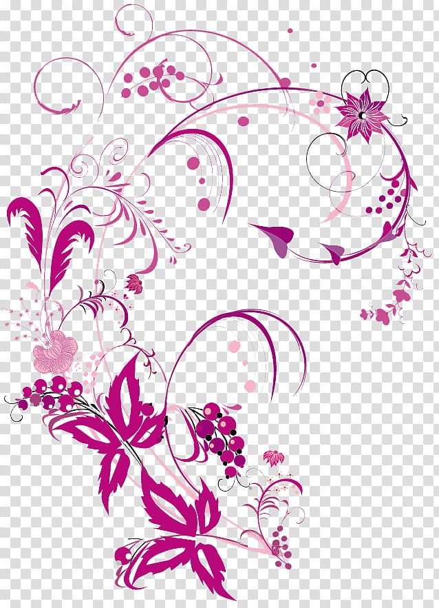 pink and white floral art transparent background PNG clipart