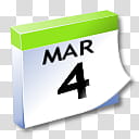 WinXP ICal, white and green March  calendar date transparent background PNG clipart