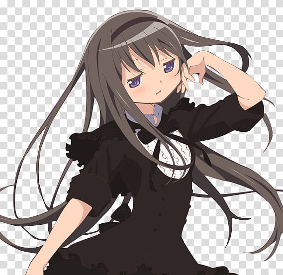 Madoka magica AKEMI HOMURA, female anime character transparent background PNG clipart