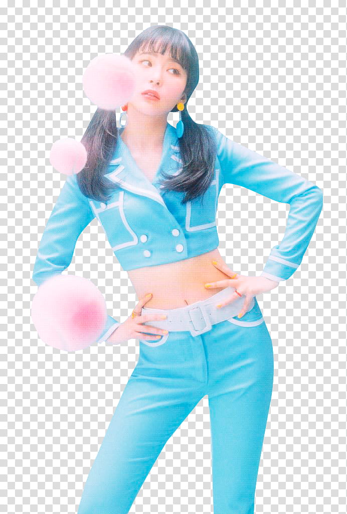 SEULGI RED VELVET COOKIE JAR, woman wearing blue crop jacket and pants transparent background PNG clipart
