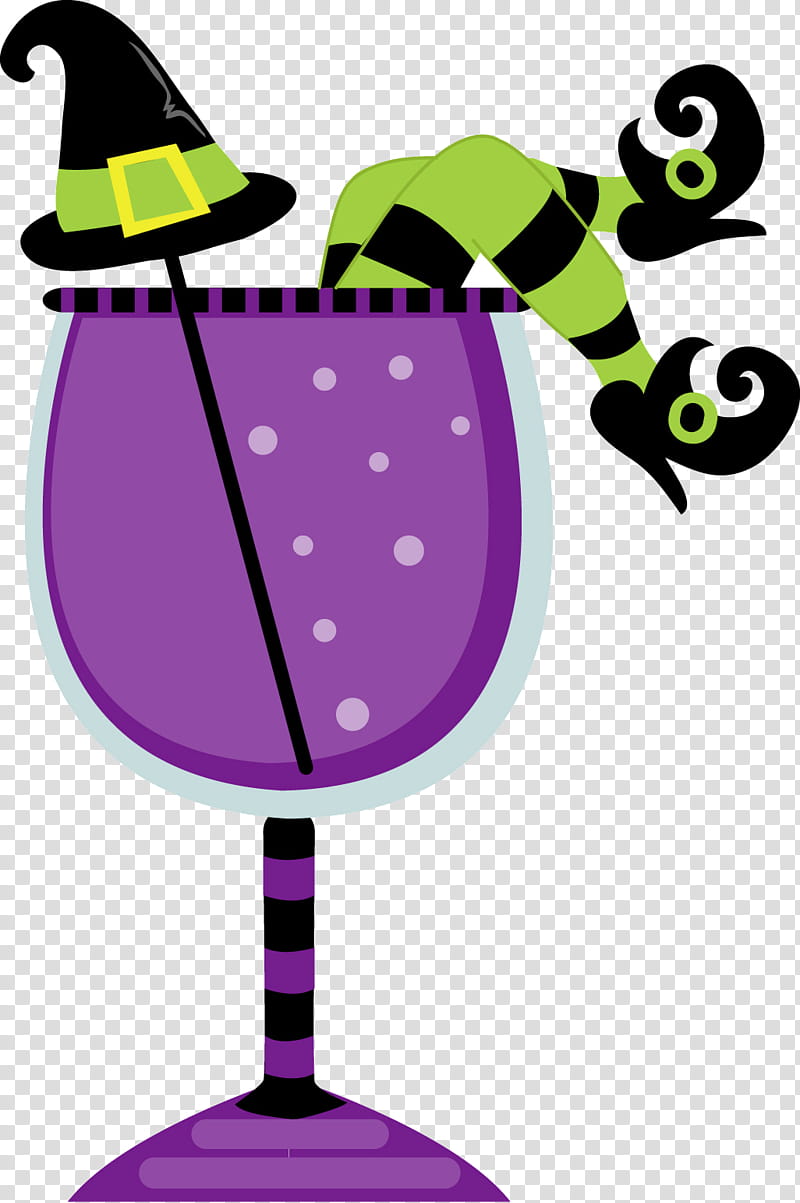 Halloween Cartoon, Halloween , Document, Halloween Card, Witch, Purple, Stemware, Drinkware transparent background PNG clipart