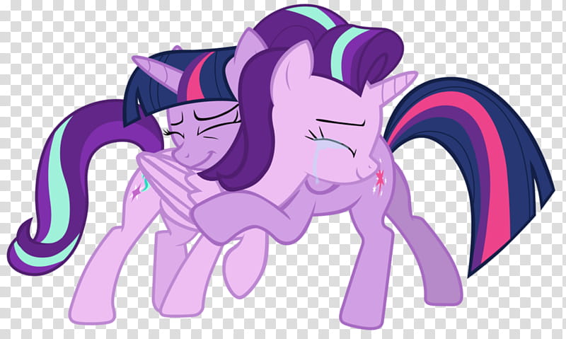 Twilight Sparkle And Starlight Glimmer Hugging transparent background PNG clipart