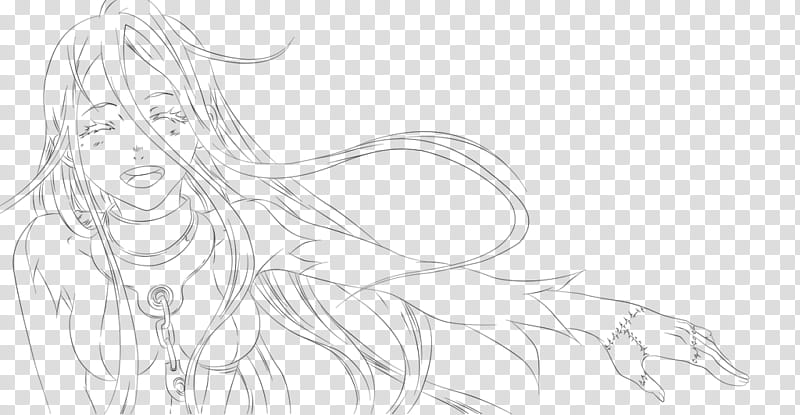 Shiro lineart, drawing of female anime transparent background PNG clipart