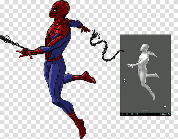 Swinging Spidey drawn with Pose Tool app base transparent background PNG clipart