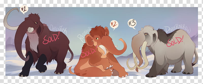 Mammoth Adoptables SOLD, maroon, brown, and gray mammoth poster transparent background PNG clipart