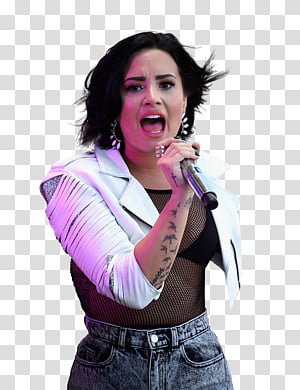 Demi Lovato, Demi Lovato holding dynamic microphone transparent background PNG clipart thumbnail