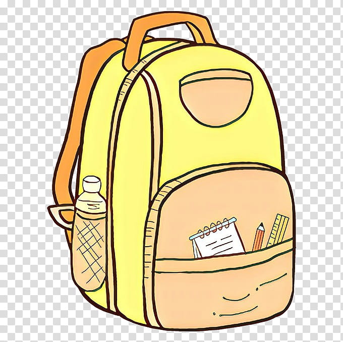 backpack bag yellow luggage and bags, Cartoon transparent background PNG clipart