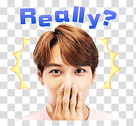 EXO LINE STICKERS, man covering his mouth transparent background PNG clipart