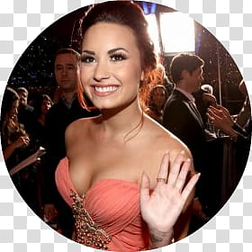 Demi Lovato, woman wearing orange sweetheart dress transparent background PNG clipart