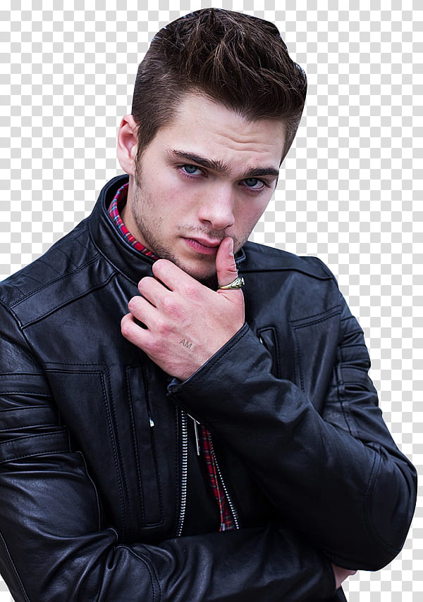 DYLAN SPRAYBERRY, man wearing black leather jacket transparent background PNG clipart