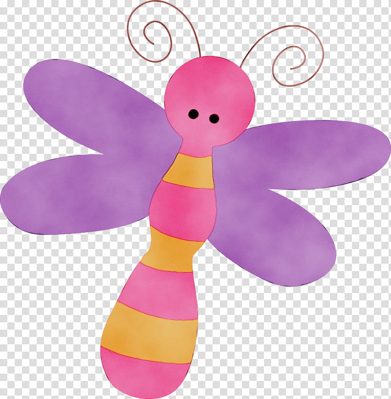 Baby toys, Watercolor, Paint, Wet Ink, Dragonflies And Damseflies, Pink, Violet, Insect transparent background PNG clipart
