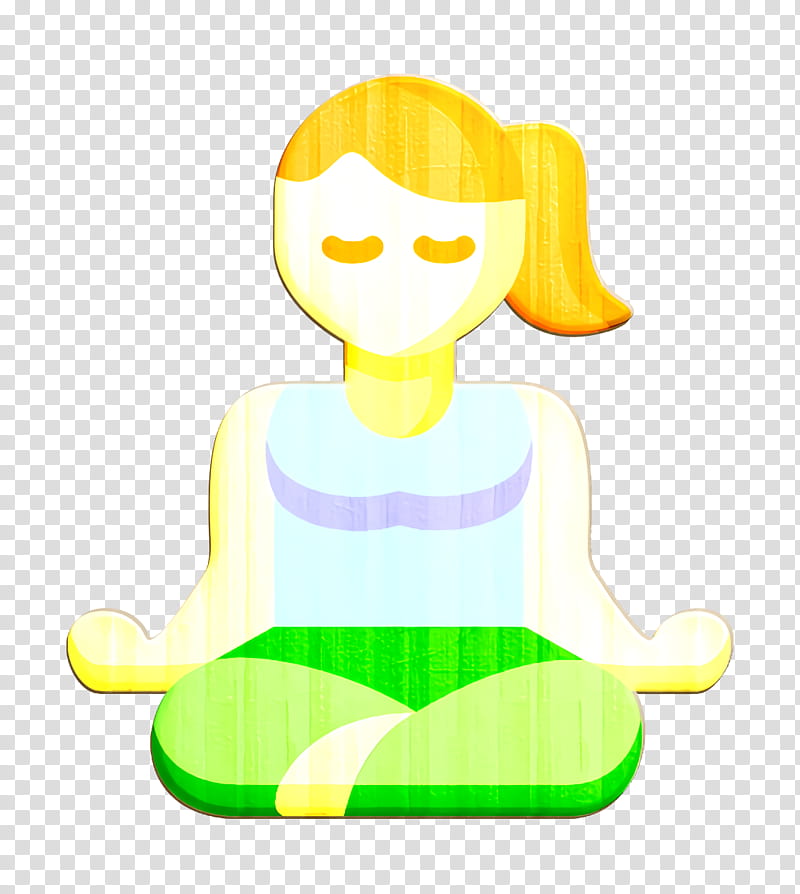 Hobbies and Freetime icon Yoga icon, Green, Yellow, Cartoon, Sitting, Meditation, Animation transparent background PNG clipart