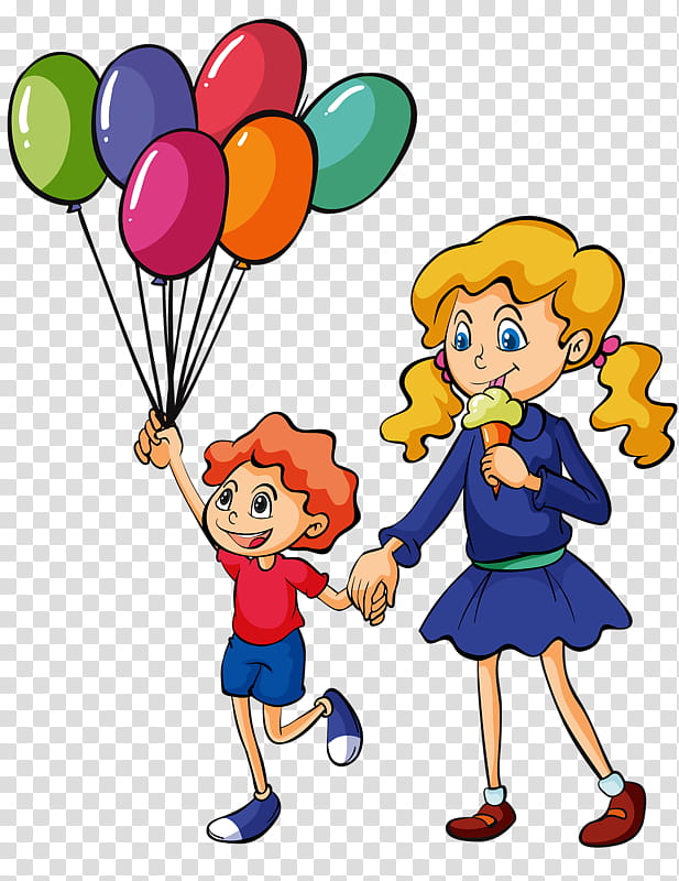 Kids Playing, Cartoon, Balloon, Child, Happy, Sharing, Interaction, Celebrating transparent background PNG clipart