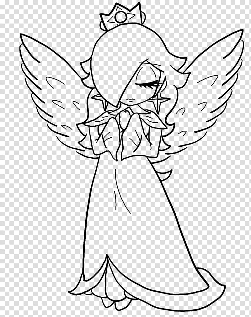 Rosalina the angel Lineart, female angel illustration transparent background PNG clipart
