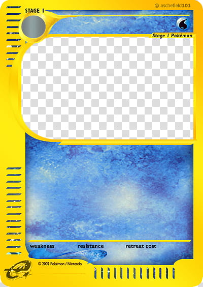 Original e Card Blank , blue and yellow trading card transparent background PNG clipart