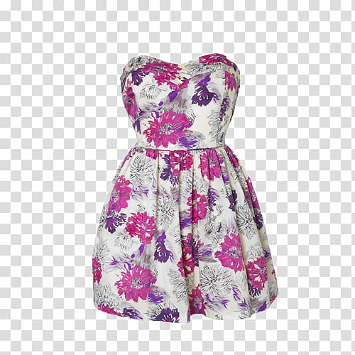 Dress s, white, pink, and purple floral sweetheart neckline dress transparent background PNG clipart