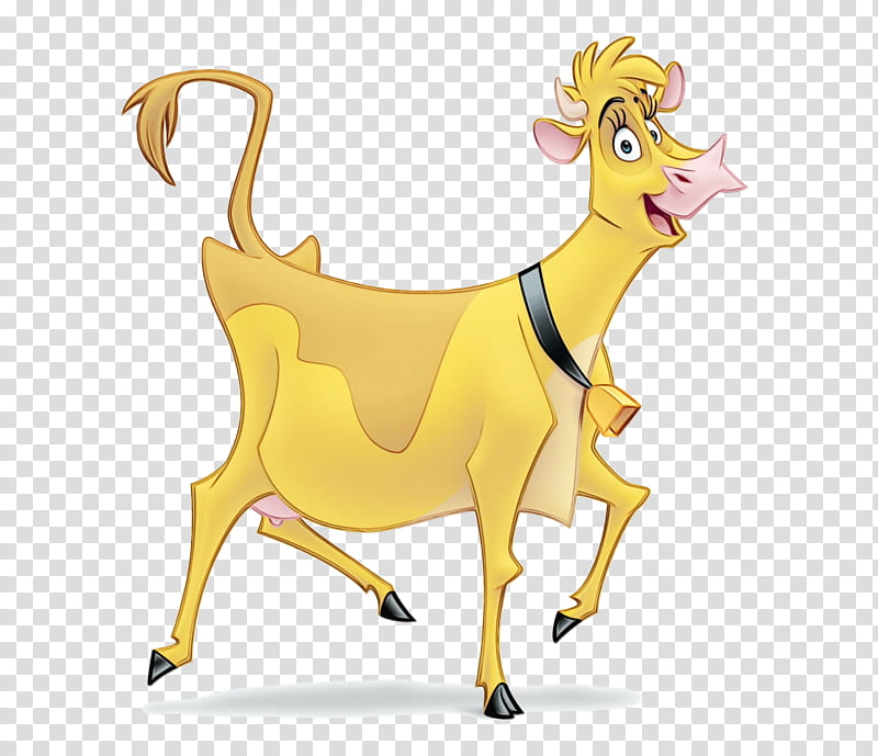 goats goat cartoon yellow, Watercolor, Paint, Wet Ink, Cowgoat Family, Goatantelope, Live transparent background PNG clipart