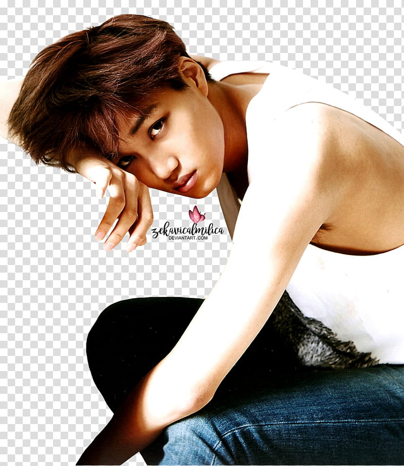 EXO Kai Die Jungs, man wearing white tank top transparent background PNG clipart